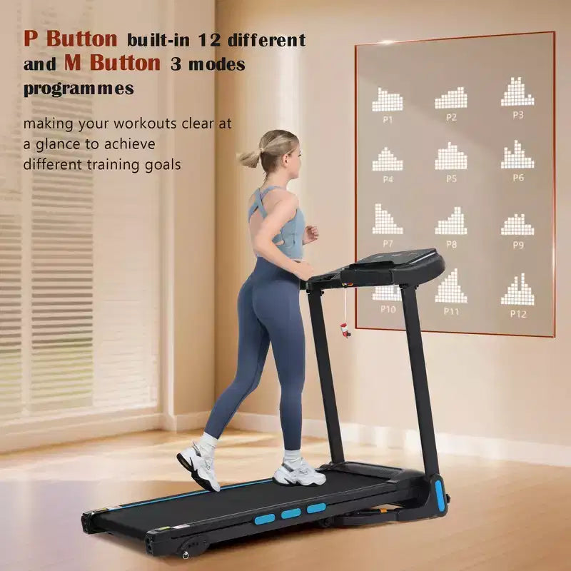 Whisen Foldable Treadmills, Home Exercise Equipment Treadmills with Incline, 350 LBS Weight Capacity - Black