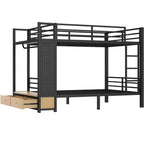 Bellemave Bunk Bed with Storage Shelves and Drawers, Metal Bunk Beds with Pegboard,Noise Free for Kids,Teens and Adults