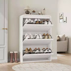 Flip-Door Shoe Cabinet with 3 Doors & Adjustable Shelf, Wooden Entryway Storage for Hallway and Living Room