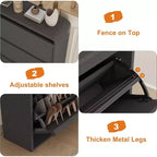Flip-Door Shoe Cabinet with 3 Doors & Adjustable Shelf, Wooden Entryway Storage for Hallway and Living Room