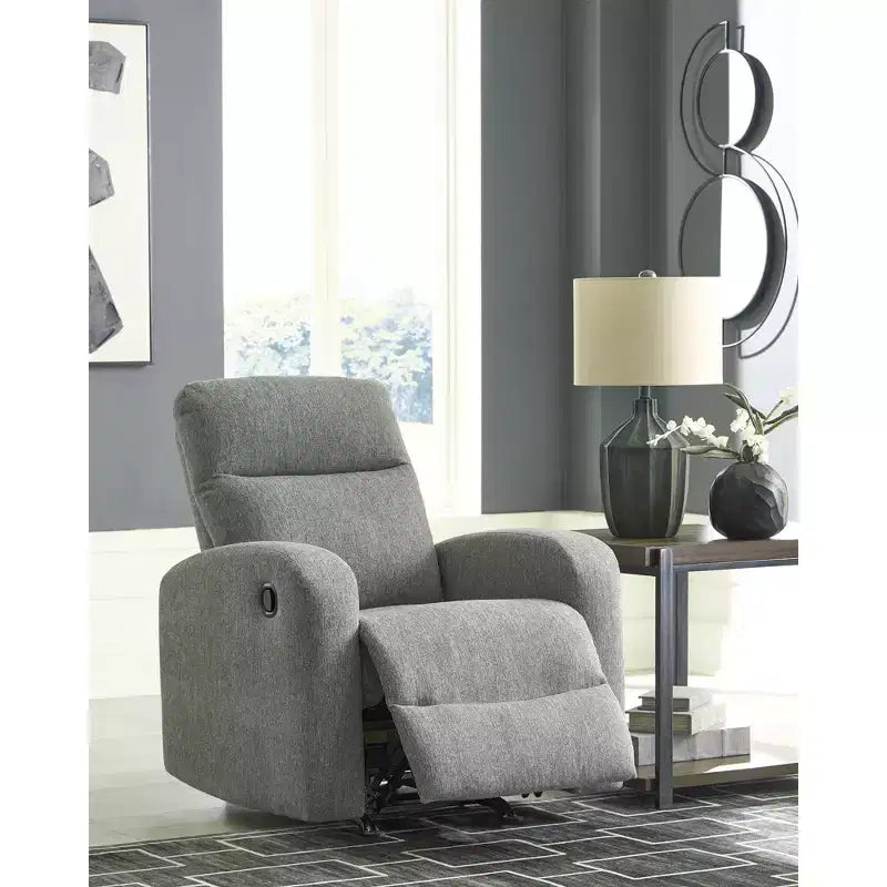 Signature Design by Ashley Carrigan Lane Rocker Recliner, Pull Tab Reclining Chair, Sterling Gray
