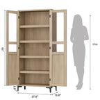 Tall Storage Cabinet, Kitchen Pantry Cabinet,5 Tier Bathroom Cabinet with 4 Doors Adjustable Shelves for Kitchen, Dining Room, Bathroom