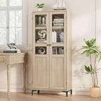 Tall Storage Cabinet, Kitchen Pantry Cabinet,5 Tier Bathroom Cabinet with 4 Doors Adjustable Shelves for Kitchen, Dining Room, Bathroom