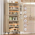 Tall Storage Cabinet, Kitchen Pantry Cabinet,5 Tier Bathroom Cabinet with 4 Doors Adjustable Shelves for Kitchen, Dining Room, Bathroom