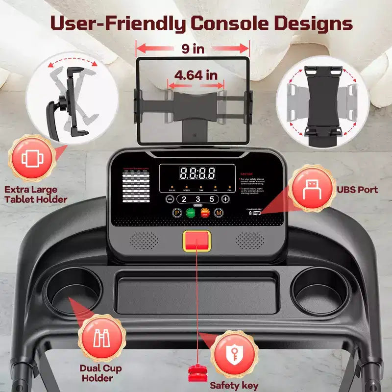 Incline Treadmill Clearance Sale  12% 3-Level Manual Incline, 330 lbs Capacity w/Bluetooth APP Connectivity, Foldable Treadmill for Home Small/Office