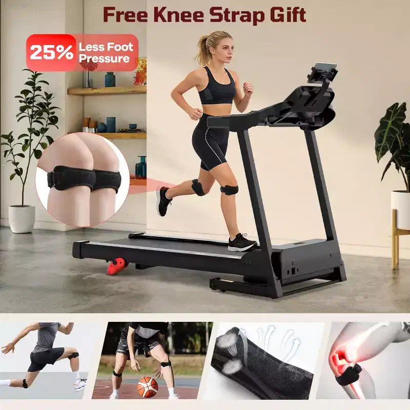 Incline Treadmill Clearance Sale  12% 3-Level Manual Incline, 330 lbs Capacity w/Bluetooth APP Connectivity, Foldable Treadmill for Home Small/Office
