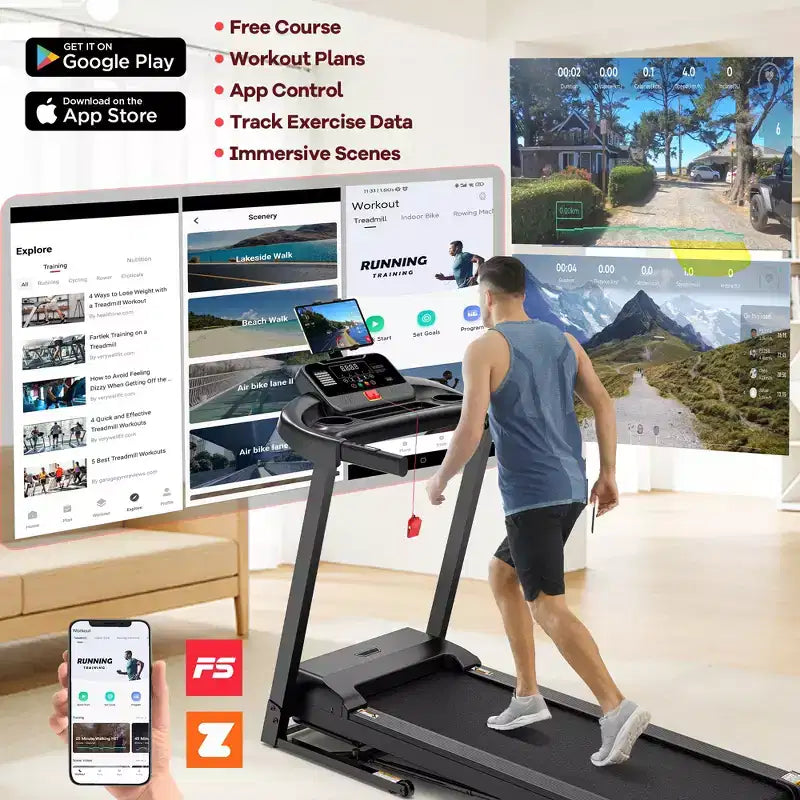 Incline Treadmill Clearance Sale  12% 3-Level Manual Incline, 330 lbs Capacity w/Bluetooth APP Connectivity, Foldable Treadmill for Home Small/Office