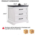 BALHAM TRADE-Nightstands Set of 2 with Charging Station 3 Large Drawers for Bedroom Living