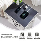 BALHAM TRADE-Nightstands Set of 2 with Charging Station 3 Large Drawers for Bedroom Living