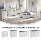 BALHAM TRADE-Nightstands Set of 2 with Charging Station 3 Large Drawers for Bedroom Living