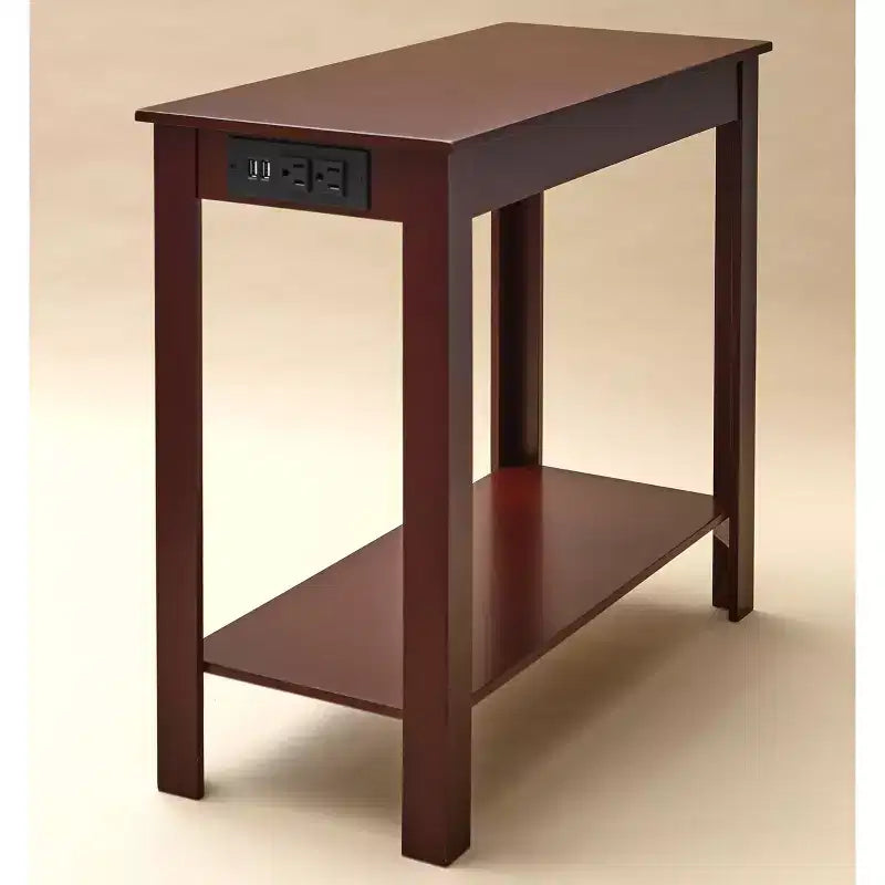 The Lakeside Collection Narrow Side Table with Charging Station - USB Ports and Outlets -
