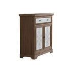 Rustic Farmhouse Accent Cabinet with Carved Floral Doors, 1 Drawer and Double-Door Storage for Living Room or Entryway