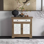 Rustic Farmhouse Accent Cabinet with Carved Floral Doors, 1 Drawer and Double-Door Storage for Living Room or Entryway
