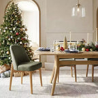 9-Piece Dining Set for 8, Extendable Trestle Base Table with Upholstered Chairs Featuring Solid Wood Legs-Panipeachy