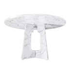 47 Round Dining Table for 4 Farmhouse MDF Table with Marble White Finish 300lb Capacity Easy Assembly for Dining Room Kitchen Living Room