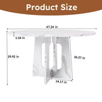 47 Round Dining Table for 4 Farmhouse MDF Table with Marble White Finish 300lb Capacity Easy Assembly for Dining Room Kitchen Living Room