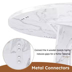 47 Round Dining Table for 4 Farmhouse MDF Table with Marble White Finish 300lb Capacity Easy Assembly for Dining Room Kitchen Living Room