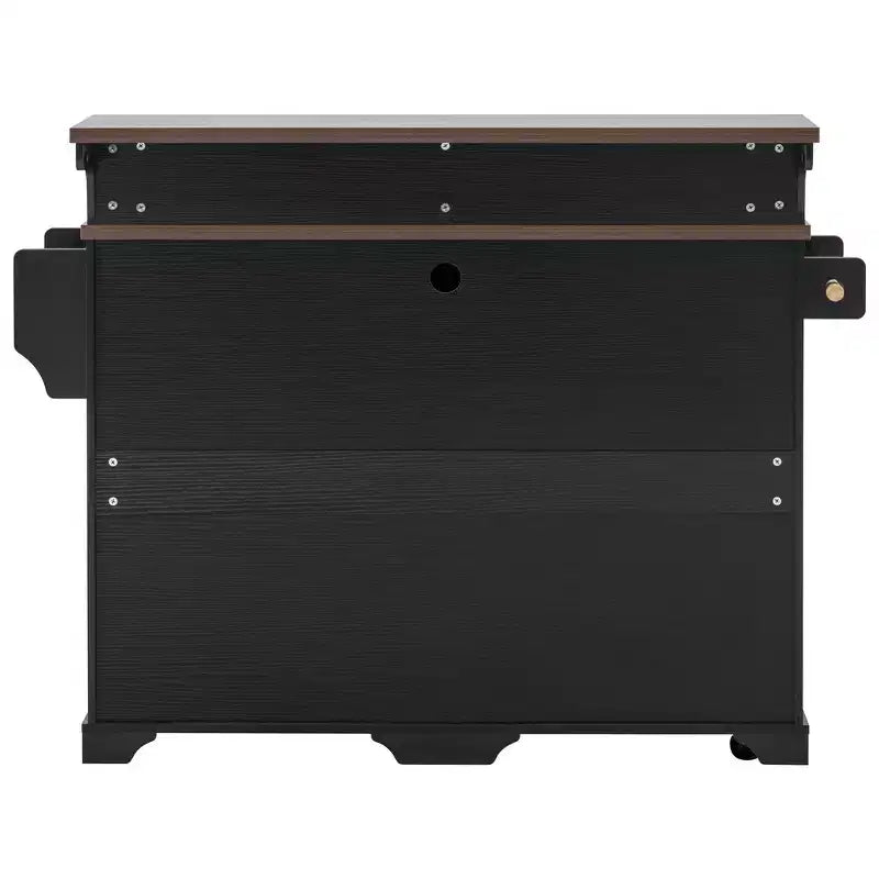 Whisen 53.2 Two-Tier Kitchen Island Cart, Rolling Island Table, Bar Cabinet, Farmhouse Kitchen Island with 4 Door Shelves, 3 Drawers