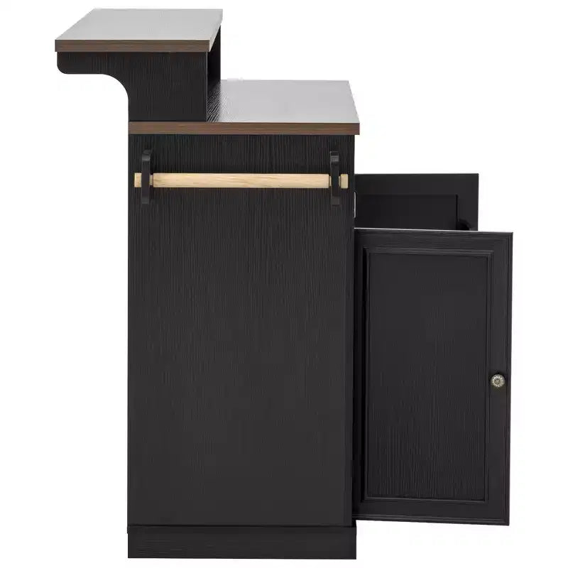 Whisen 53.2 Two-Tier Kitchen Island Cart, Rolling Island Table, Bar Cabinet, Farmhouse Kitchen Island with 4 Door Shelves, 3 Drawers