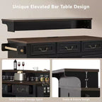 Whisen 53.2 Two-Tier Kitchen Island Cart, Rolling Island Table, Bar Cabinet, Farmhouse Kitchen Island with 4 Door Shelves, 3 Drawers
