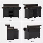 Whisen 53.2 Two-Tier Kitchen Island Cart, Rolling Island Table, Bar Cabinet, Farmhouse Kitchen Island with 4 Door Shelves, 3 Drawers