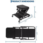 2-in-1 Folding Z-Style Mechanic Creeper Seat, 36 Rolling Garage Chair with Swivel Wheels, Heavy Duty Shop Creeper for Auto Repair
