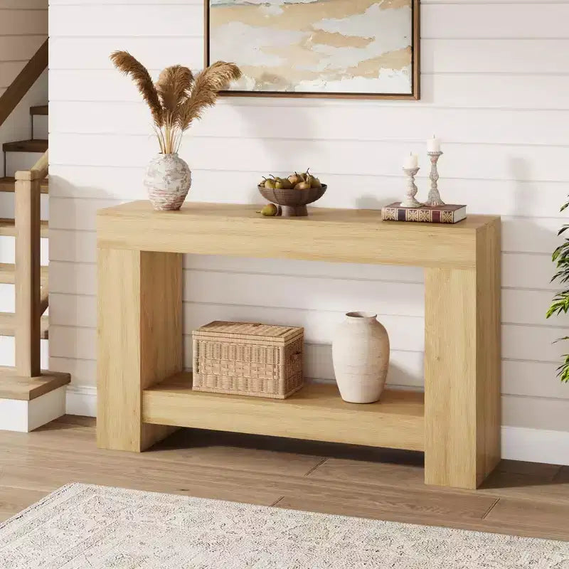 47 Farmhouse Console Table,2-Tier Entryway & Sofa Table with Open Storage for Living Room, Hallway & Foyer Decor