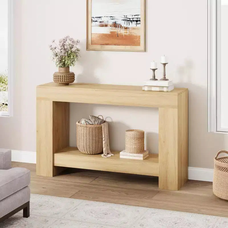 47 Farmhouse Console Table,2-Tier Entryway & Sofa Table with Open Storage for Living Room, Hallway & Foyer Decor
