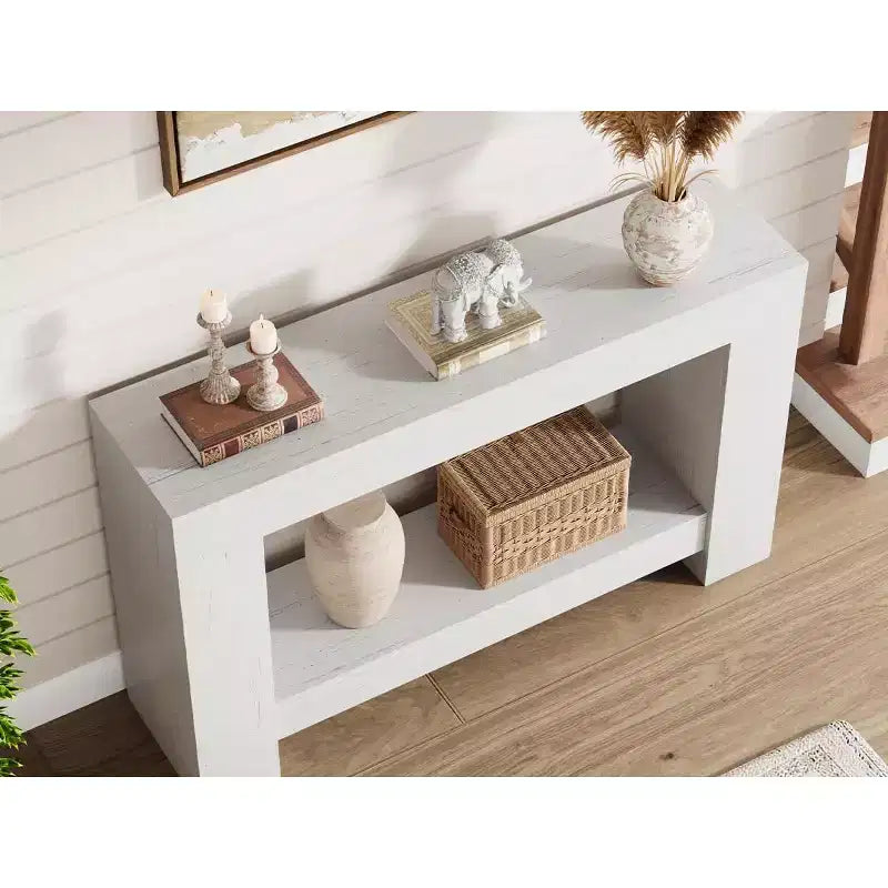 47 Farmhouse Console Table,2-Tier Entryway & Sofa Table with Open Storage for Living Room, Hallway & Foyer Decor