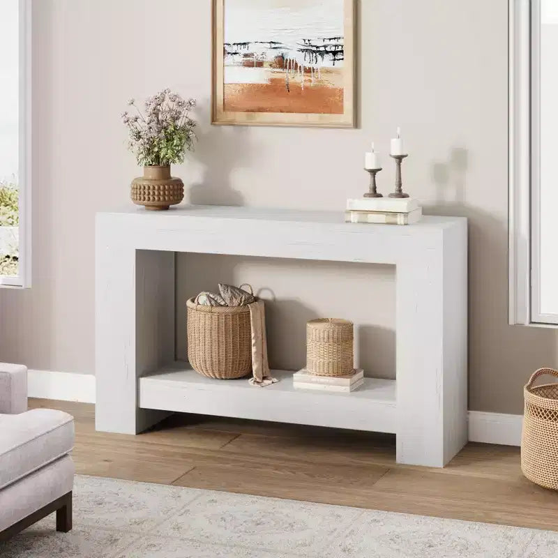 47 Farmhouse Console Table,2-Tier Entryway & Sofa Table with Open Storage for Living Room, Hallway & Foyer Decor