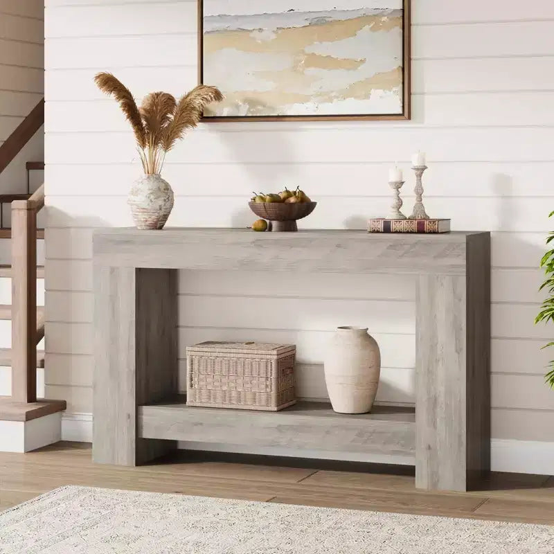 47 Farmhouse Console Table,2-Tier Entryway & Sofa Table with Open Storage for Living Room, Hallway & Foyer Decor