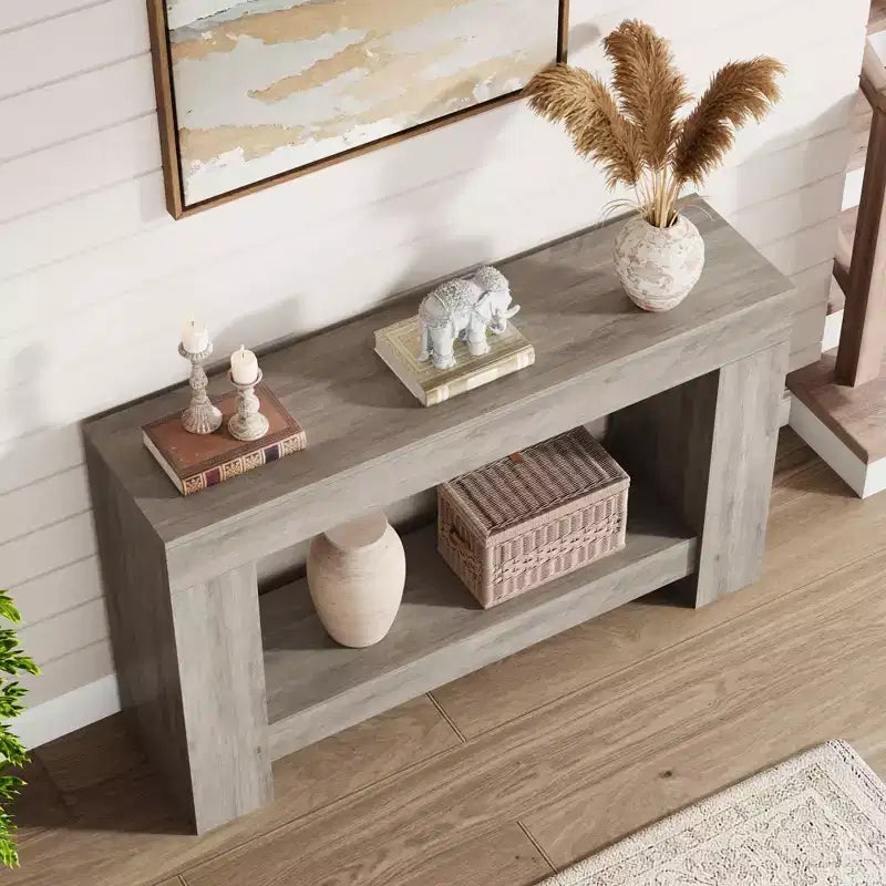 47 Farmhouse Console Table,2-Tier Entryway & Sofa Table with Open Storage for Living Room, Hallway & Foyer Decor