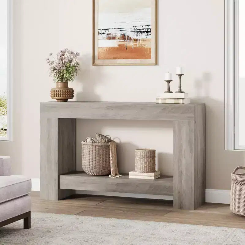 47 Farmhouse Console Table,2-Tier Entryway & Sofa Table with Open Storage for Living Room, Hallway & Foyer Decor