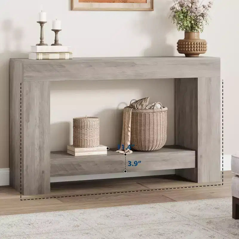 47 Farmhouse Console Table,2-Tier Entryway & Sofa Table with Open Storage for Living Room, Hallway & Foyer Decor