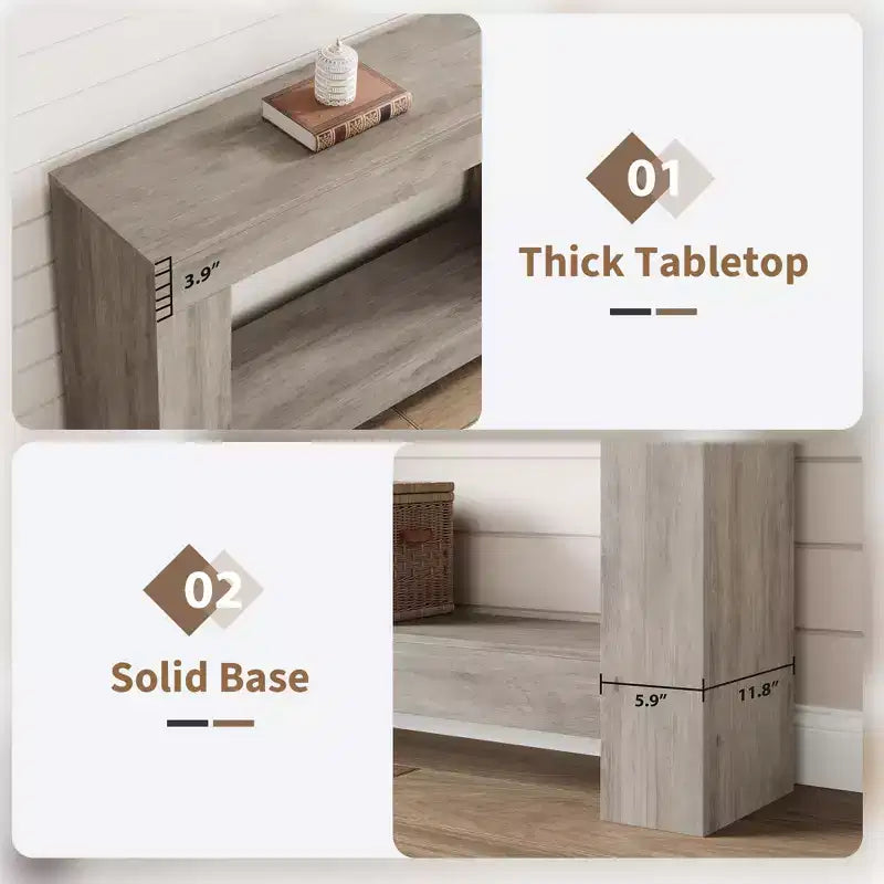47 Farmhouse Console Table,2-Tier Entryway & Sofa Table with Open Storage for Living Room, Hallway & Foyer Decor