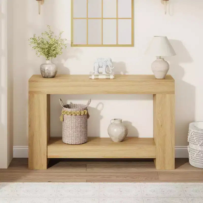 47 Farmhouse Console Table,2-Tier Entryway & Sofa Table with Open Storage for Living Room, Hallway & Foyer Decor