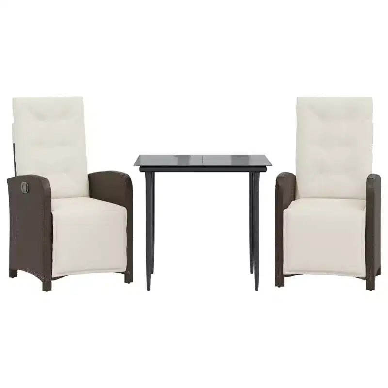 vidaXL Garden Dining Set - Poly Rattan, Cushions Included