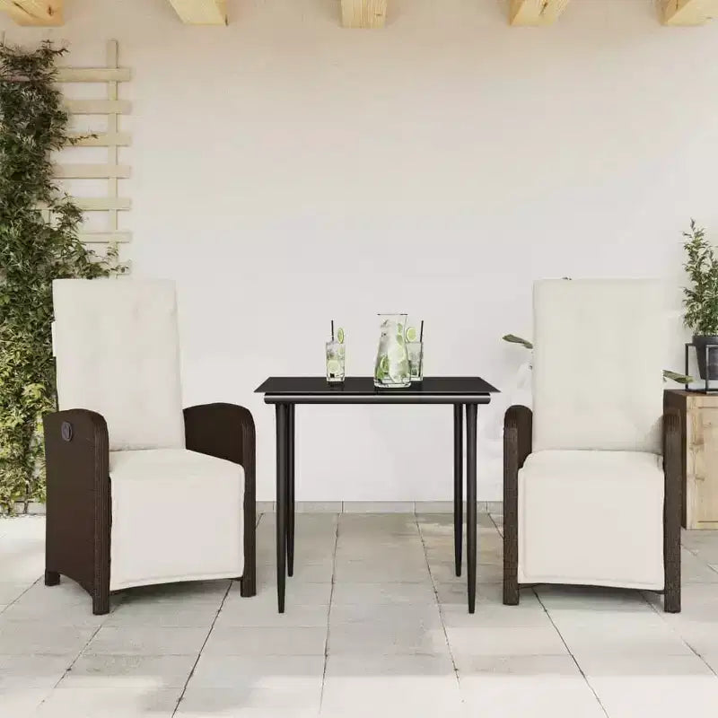 vidaXL Garden Dining Set - Poly Rattan, Cushions Included