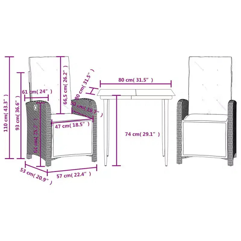 vidaXL Chic Garden Dining Set with Cushions
