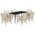 vidaXL Patio Dining Set with Cushions - Poly Rattan