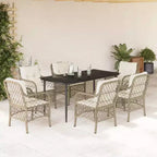vidaXL Patio Dining Set with Cushions - Poly Rattan