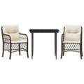 vidaXL 2-Seater Poly Rattan Bistro Set with Cushions - Modern Outdoor Dining Furniture