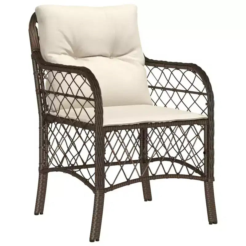 vidaXL 2-Seater Poly Rattan Bistro Set with Cushions - Modern Outdoor Dining Furniture