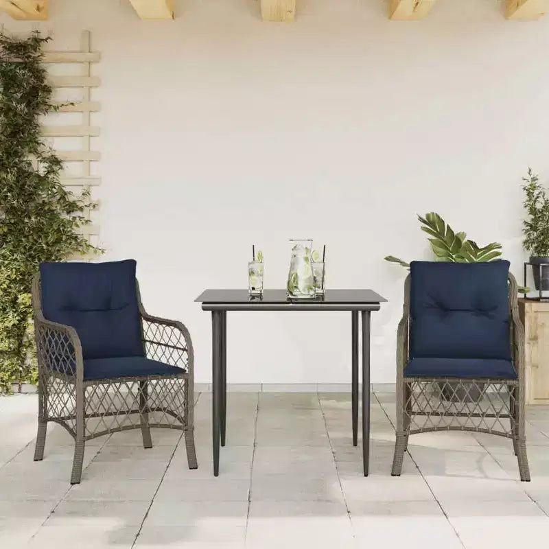 vidaXL Poly Rattan Outdoor Dining Set with Cushions