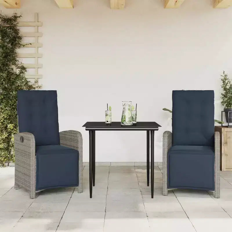 vidaXL Modern Garden Dining Set with Cushions in Poly Rattan