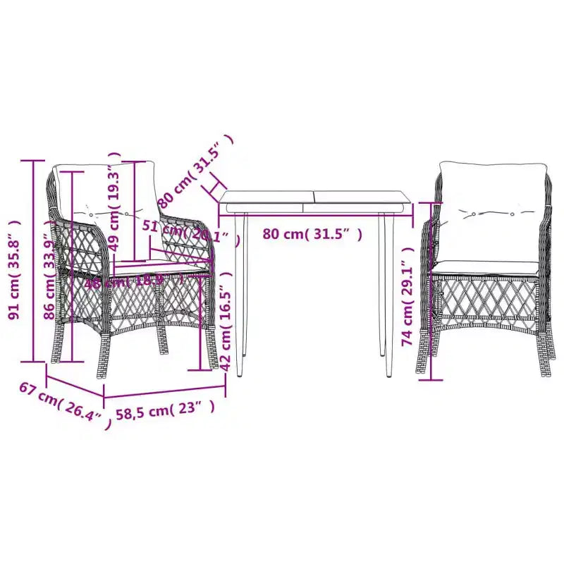 vidaXL Modern Outdoor Garden Dining Set with Cushions