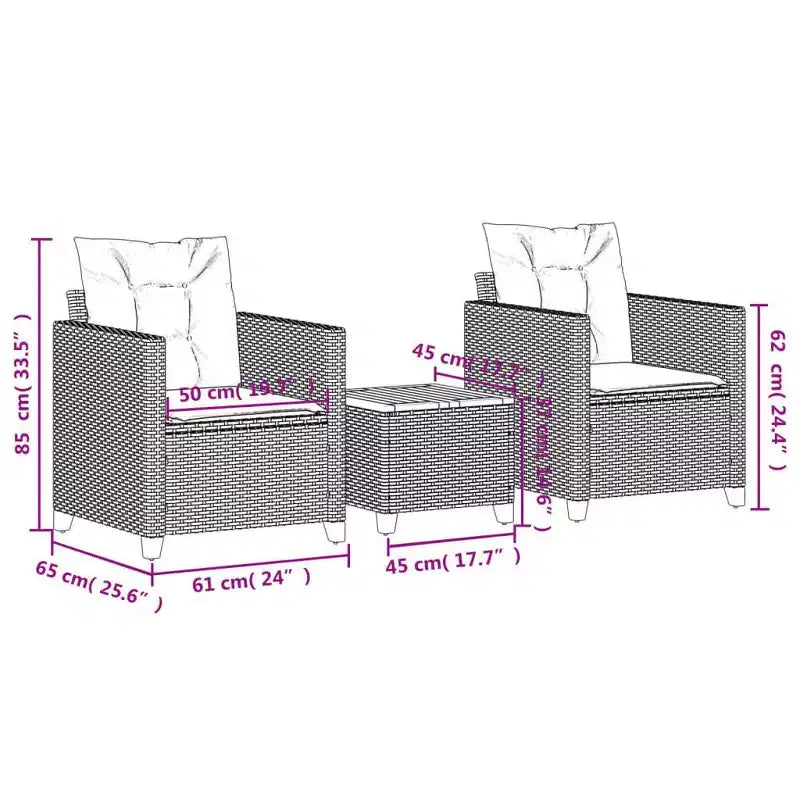 vidaXL Bistro Set with Cushions in Different Colors