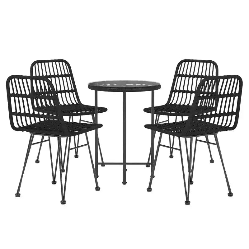 vidaXL Bistro Set Outdoor Patio Balcony Table and Chairs Rattan Look 5 Piece