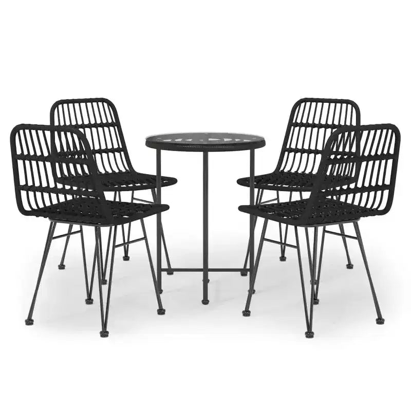 vidaXL Bistro Set Outdoor Patio Balcony Table and Chairs Rattan Look 5 Piece