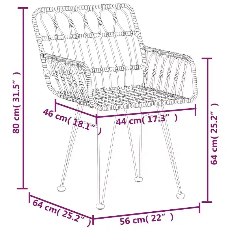 vidaXL Bistro Set Outdoor Patio Balcony Table and Chairs Rattan Look 3 Piece